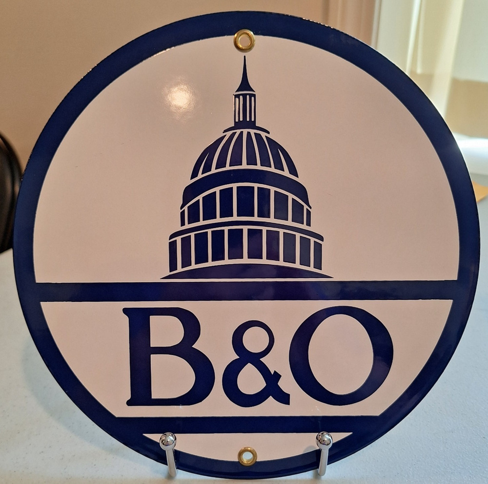 B&O Baltimore & Ohio Sign Train Locomotive Railroad 9” Circle